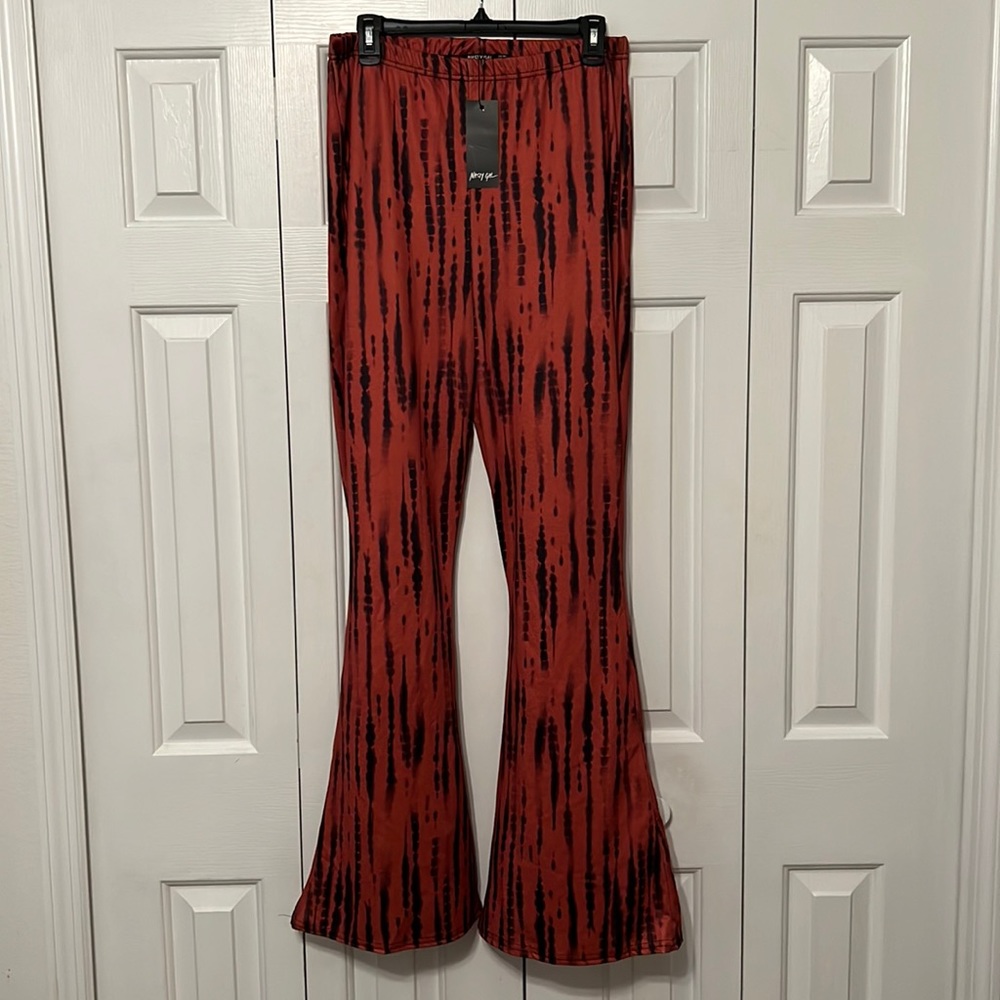 Nasty Gal Tie Dye Flares Brown. Plus size 14.